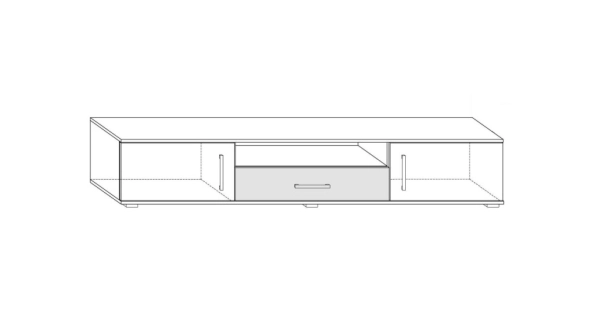Televizní stolek DAMARA, bílá/černý lesk, 5 let záruka
