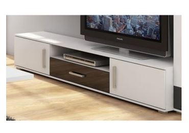 Televizní stolek DAMARA, bílá/černý lesk