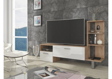 Televizní stolek DANICK, dub sonoma/bílý lesk