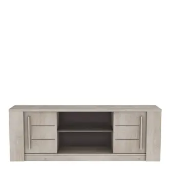 Televizní stolek DETLEFA 2D, champagne dub/beton béžová