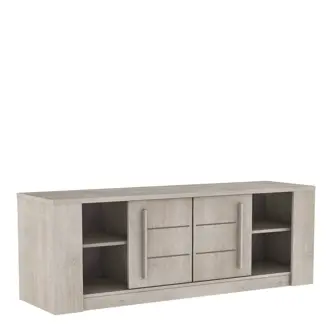 Televizní stolek DETLEFA 2D, champagne dub/beton béžová