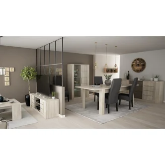 Televizní stolek DETLEFA 2D, champagne dub/beton béžová