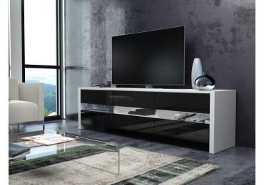 Televizní stolek DUSTLIK, bílá/černý lesk