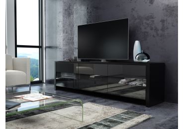 Televizní stolek DUSTLIK, černá/černý lesk, 5 let záruka