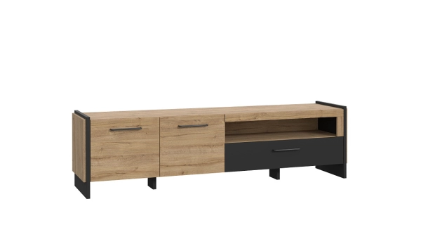 Televizní stolek EVIA, dub waterford/černá, 5 let záruka