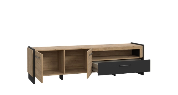 Televizní stolek EVIA, dub waterford/černá, 5 let záruka