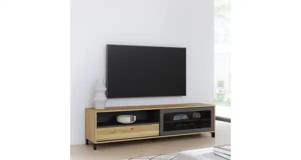 Televizní stolek FARETTO, dub mauvela/šedá, 5 let záruka