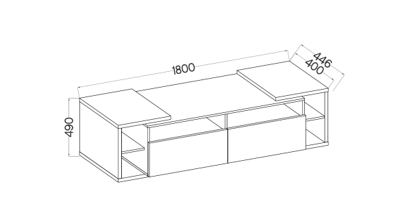Televizní stolek FEDOR 2F, antracit/světle šedá