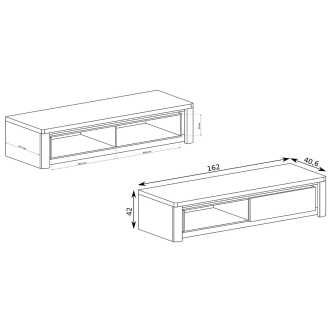 Televizní stolek FILIKA 2 s LED osvětlením, dub ribbeck/bílý lesk