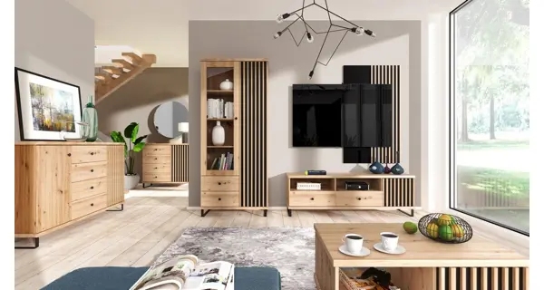 Televizní stolek FRAGILIS 1D1S na nohách, dub artisan/černá