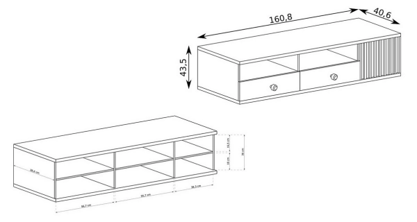 Televizní stolek FRAGILIS 1D2S, dub artisan/černá