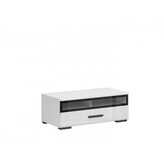 Televizní stolek GIUSEPPE se sklem, bílá/bílý lesk