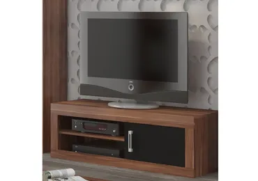 Televizní stolek GOUDINI 1D, švestka wallis/černý lesk