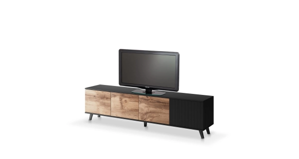 Televizní stolek HOLLIS RTV3, dub wotan/černá