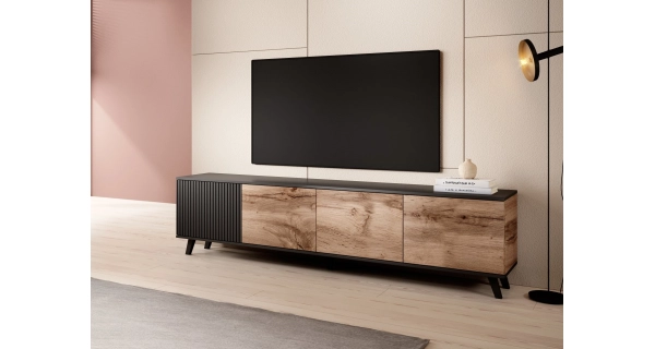 Televizní stolek HOLLIS RTV3, dub wotan/černá