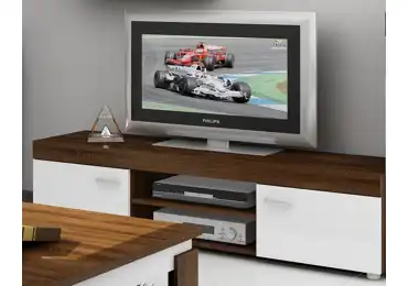 Televizní stolek IRUS, dub sonoma tmavý/bílý lesk