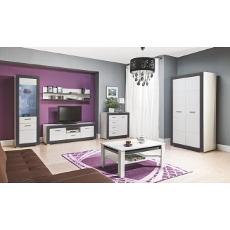 Televizní stolek JAMASOTA 2D1S, bílý mat/grafit