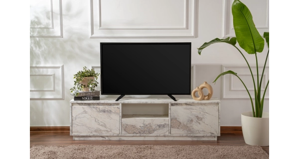 Televizní stolek KALLAN, mramor