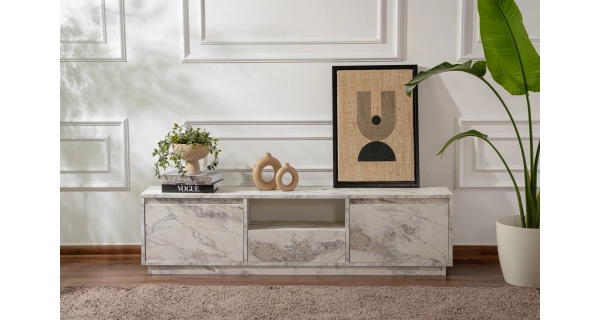 Televizní stolek KALLAN, mramor