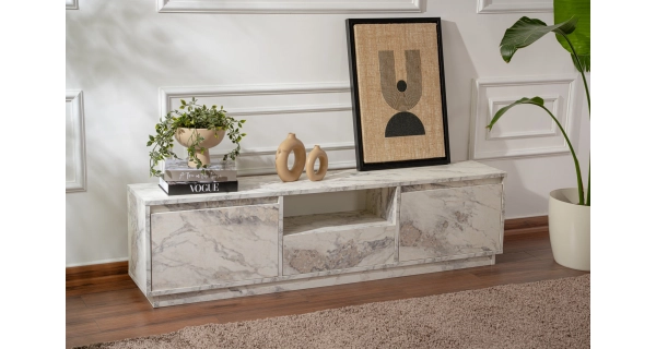 Televizní stolek KALLAN, mramor