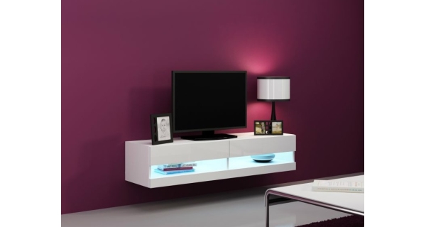 Televizní stolek KEAGEN NEW "140", bílá/bílý lesk