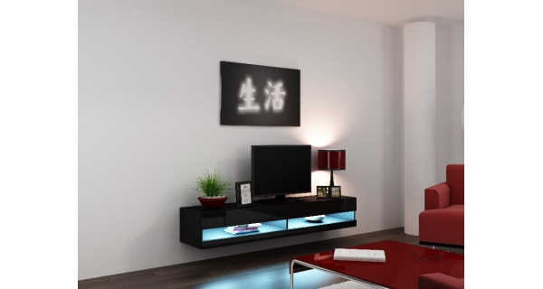 Televizní stolek KEAGEN NEW "180", černá/černý lesk
