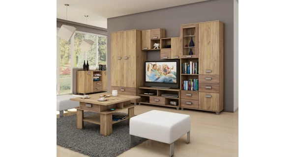 Televizní stolek KEATING, craft zlatý/craft tobaco