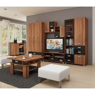 Televizní stolek KEATING, švestka wallis/černý lesk, 5 let záruka