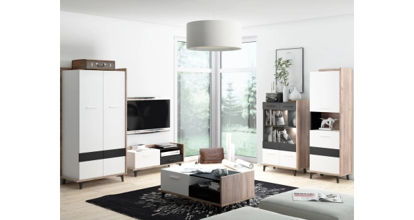 Televizní stolek KNUT 1D1S, craft tobaco/bílá/černá, 5 let záruka