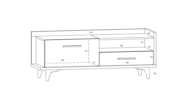 Televizní stolek KNUT 1D1S, dub artisan/bílá/černá, 5 let záruka