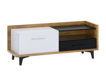 Televizní stolek KNUT 1D1S, dub burgundský/bílá/černá, 5 let záruka