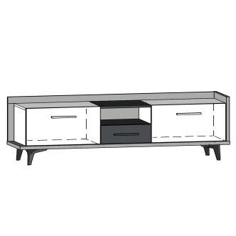 Televizní stolek KNUT 2D1S, craft tobaco/bílá/černá, 5 let záruka