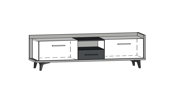 Televizní stolek KNUT 2D1S, craft tobaco/bílá/černá, 5 let záruka