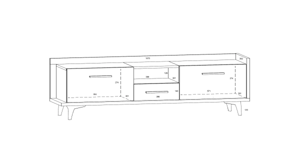 Televizní stolek KNUT 2D1S, craft tobaco/bílá/černá, 5 let záruka