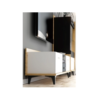 Televizní stolek KNUT 2D1S, dub burgundský/bílá/černá, 5 let záruka