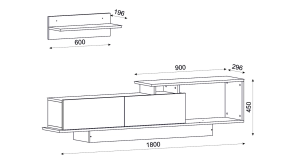 Televizní stolek KODAIK s policí, bílý