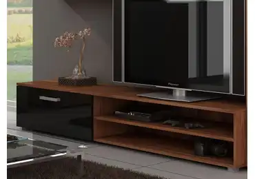 Televizní stolek MANGONA, švestka/černý lesk