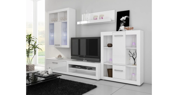 Televizní stolek MOLTENO, bílá/bílý lesk, 5 let záruka