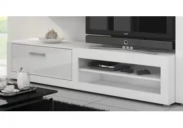 Televizní stolek MOLTENO, bílá/bílý lesk