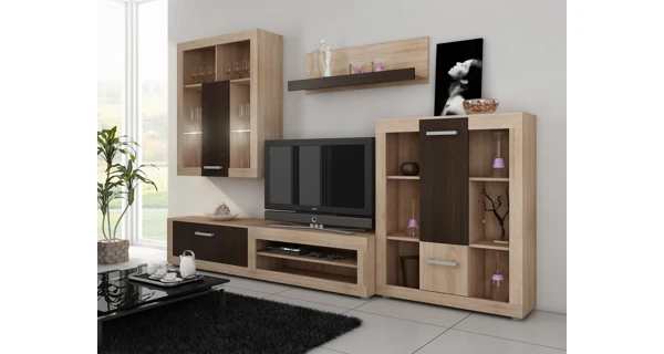 Televizní stolek MOLTENO, dub sonoma/dub sonoma tmavý, 5 let záruka