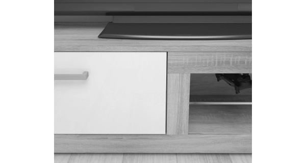 Televizní stolek MOLTENO NEW, bílá/bílý lesk, 5 let záruka