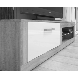 Televizní stolek MOLTENO NEW, bílá/černý lesk, 5 let záruka