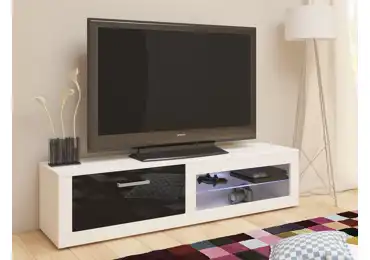 Televizní stolek MOLTENO NEW, bílá/černý lesk