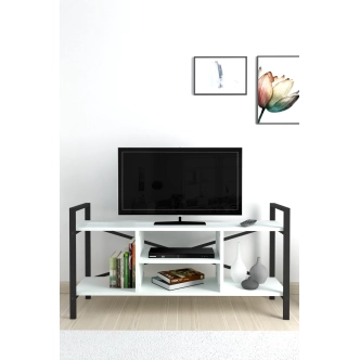 Televizní stolek MORHAL, černá/bílá