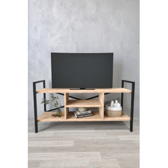 Televizní stolek MORHAL, černá/dub safírový