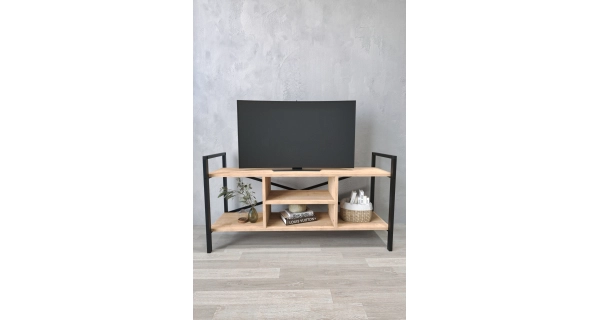 Televizní stolek MORHAL, černá/dub safírový