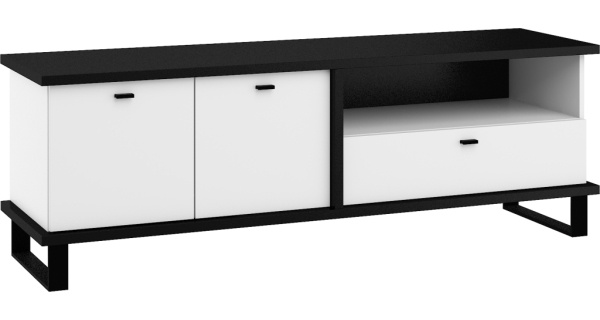 Televizní stolek ORSOLA 2D1S, černá/bílá