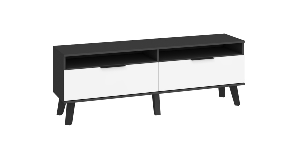 Televizní stolek OSMAK 2D, černá/bílý lesk, 5 let záruka