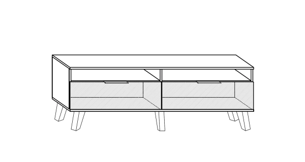 Televizní stolek OSMAK 2D, černá/bílý lesk, 5 let záruka