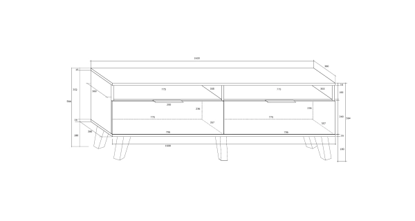 Televizní stolek OSMAK 2D, černá/bílý lesk, 5 let záruka